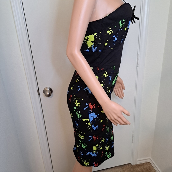 Dead Threads Goth Dress Scene Black Rainbow Paint Splatter Colorful Size Medium - Picture 5 of 13